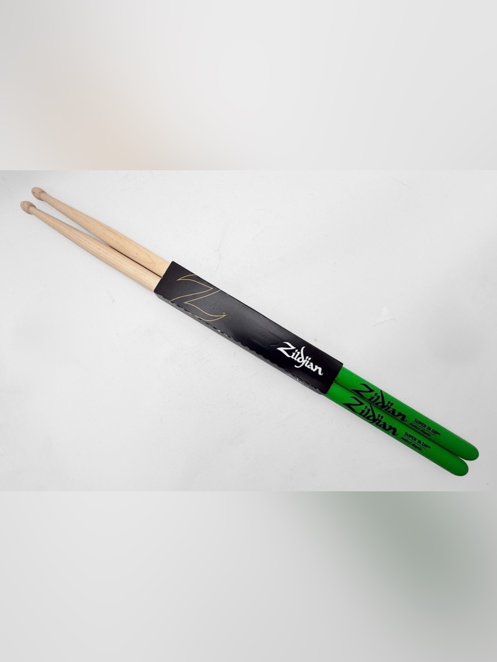 Zildjian Super 7A Maple Green DIP Drumsticks with a vibrant green grip new